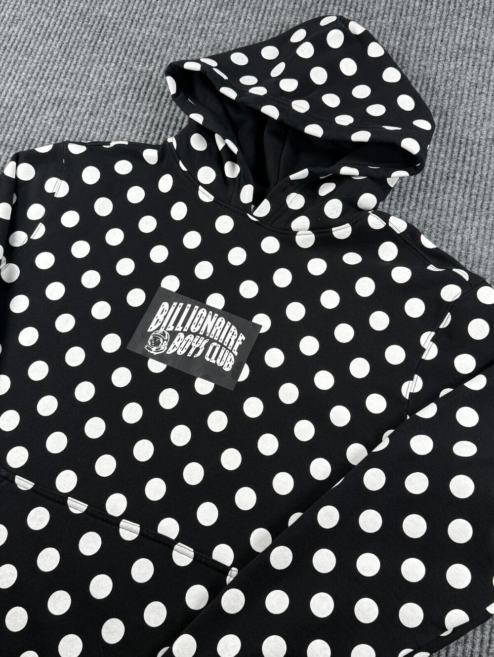 Billionaire Boys Club Pullover Hoodie Men Large Graphic Black White Dot Stretch